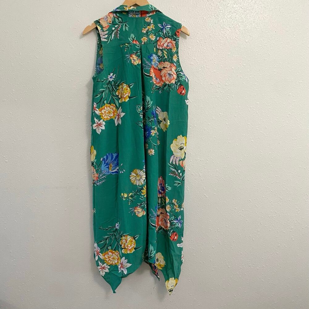 Anthropologie Maeve Rory Shirtdress Green Floral Size 6 Missing Tie Vacation - Picture 2 of 11
